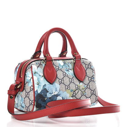 Gucci GG Supreme Monogram Blooms Mini Boston Navy Blue Hibiscus 3 of 9