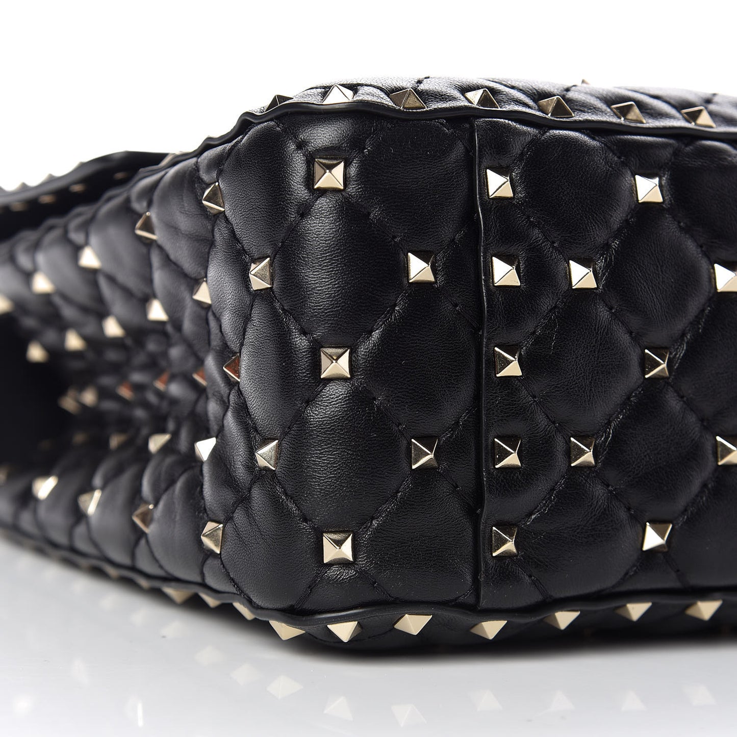 Lambskin Large Rockstud Spike Shoulder Bag Black