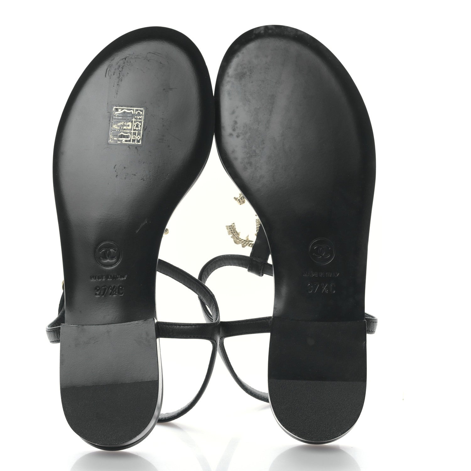 Chanel Lambskin Pearl Crystal CC Thong Sandals 37.5 Black 5 of 7