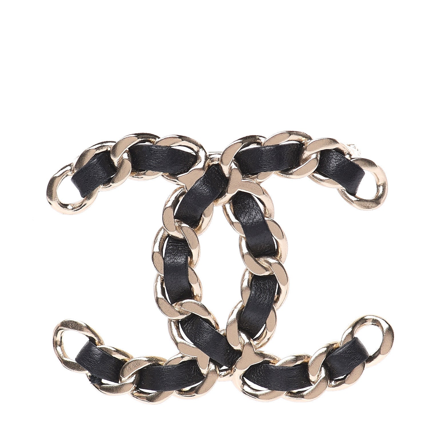Chanel Lambskin Chain CC Brooch Black Gold 1 of 5