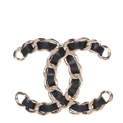 Chanel Lambskin Chain CC Brooch Black Gold 1 of 5