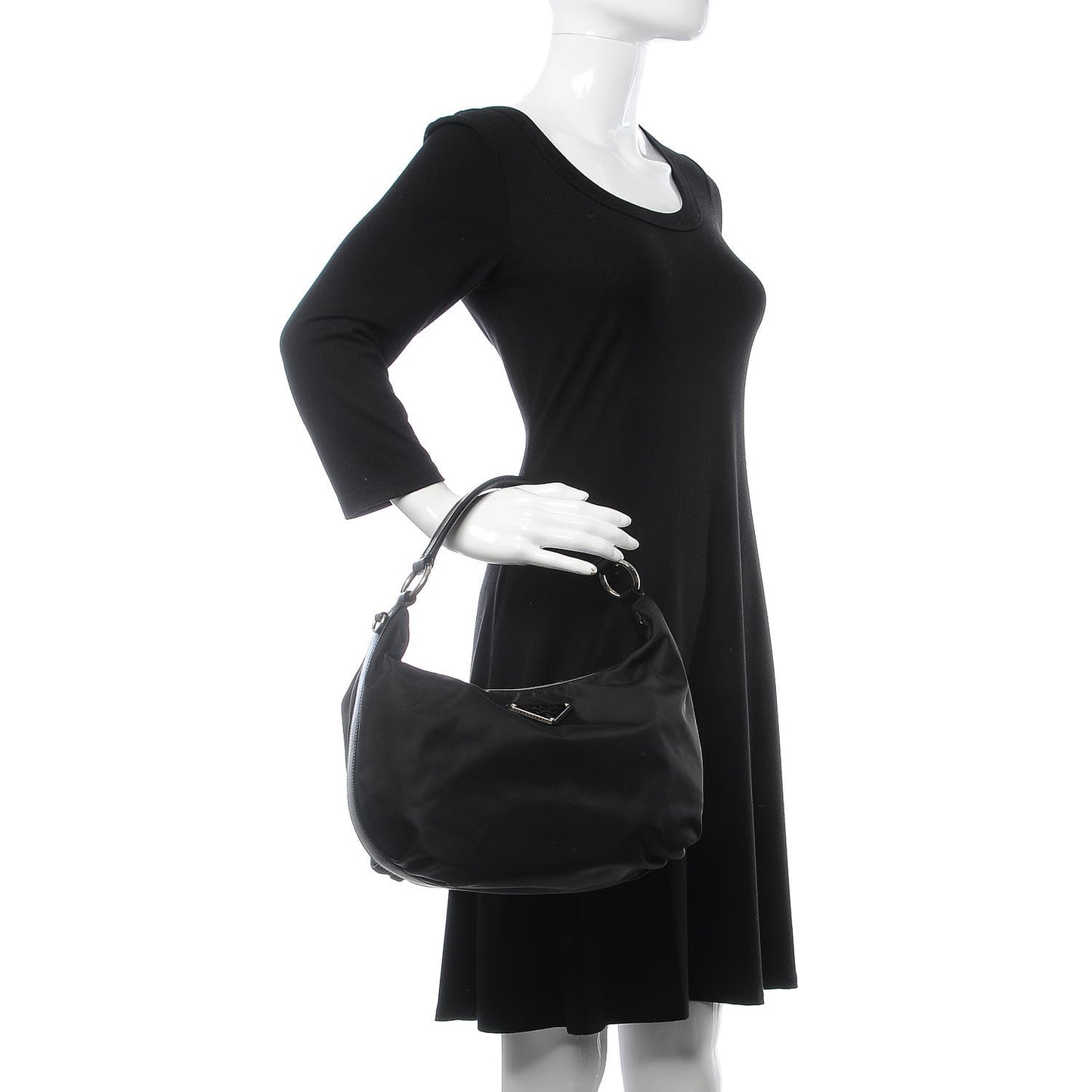 Tessuto Nylon Saffiano Hobo Black