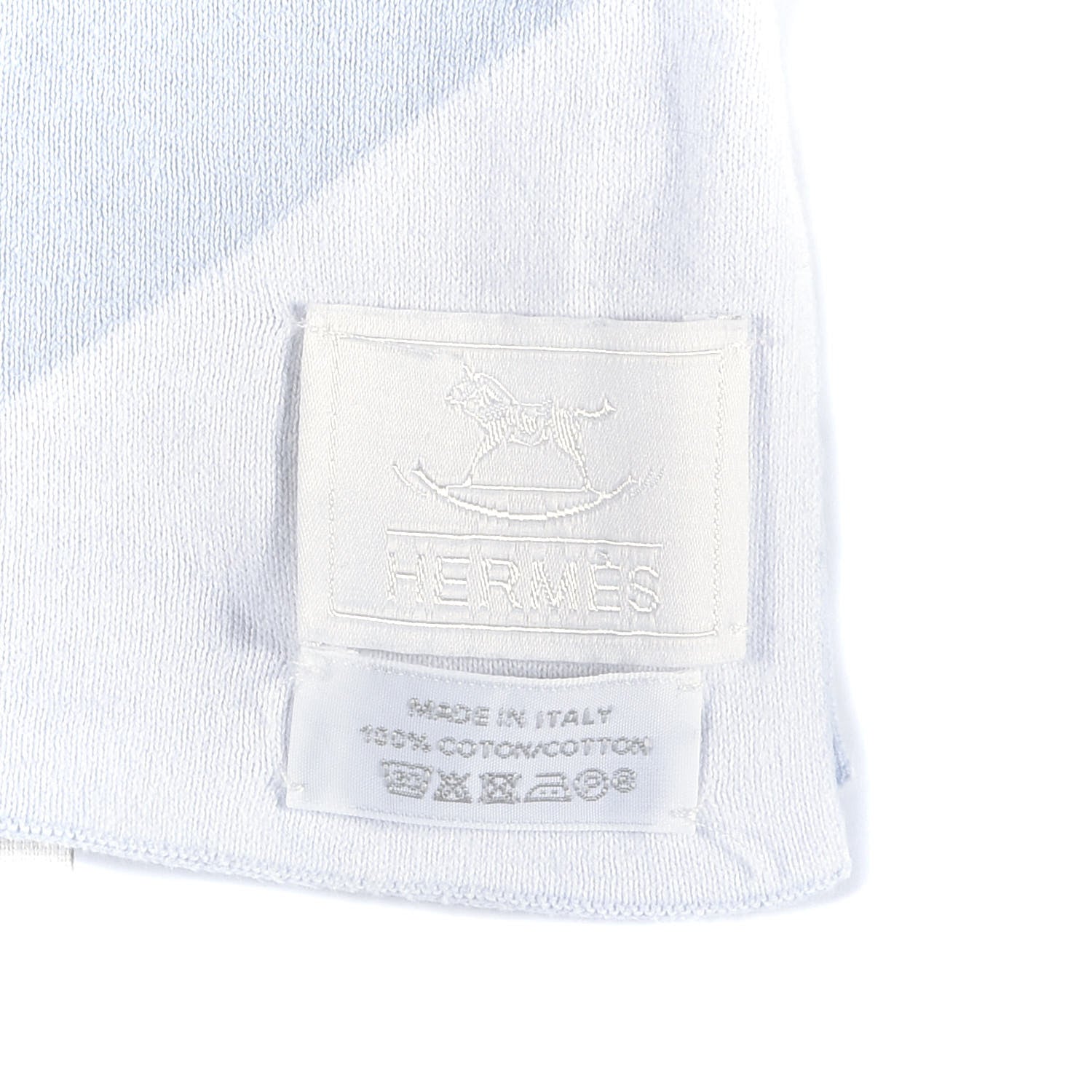 Hermes Cotton Adada Knit Baby Blanket Bleu Glacier 3 of 3