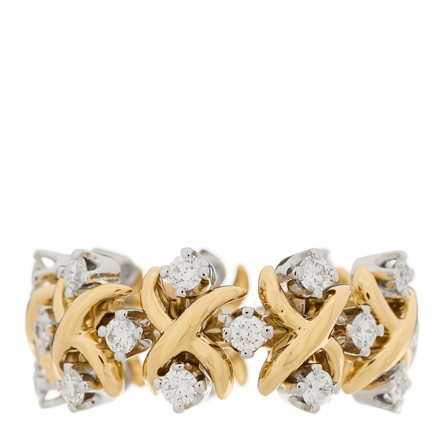 Tiffany Platinum 18K Yellow Gold Diamond Schlumberger Lynn Ring 49 5 1 of 8