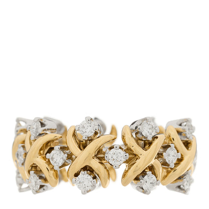 Tiffany Platinum 18K Yellow Gold Diamond Schlumberger Lynn Ring 49 5 1 of 8