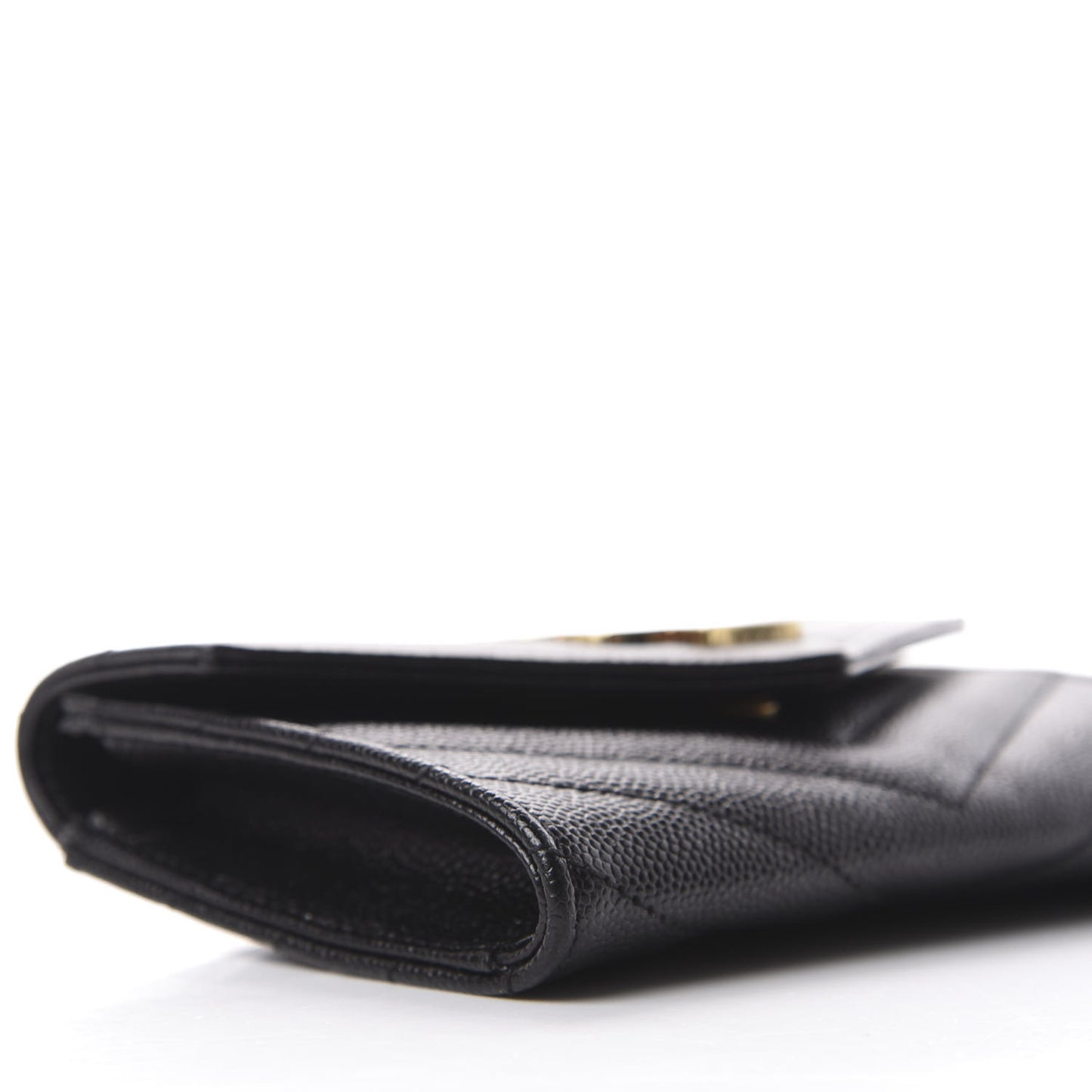 Grain De Poudre Matelasse Chevron Small Monogram Envelope Wallet Black