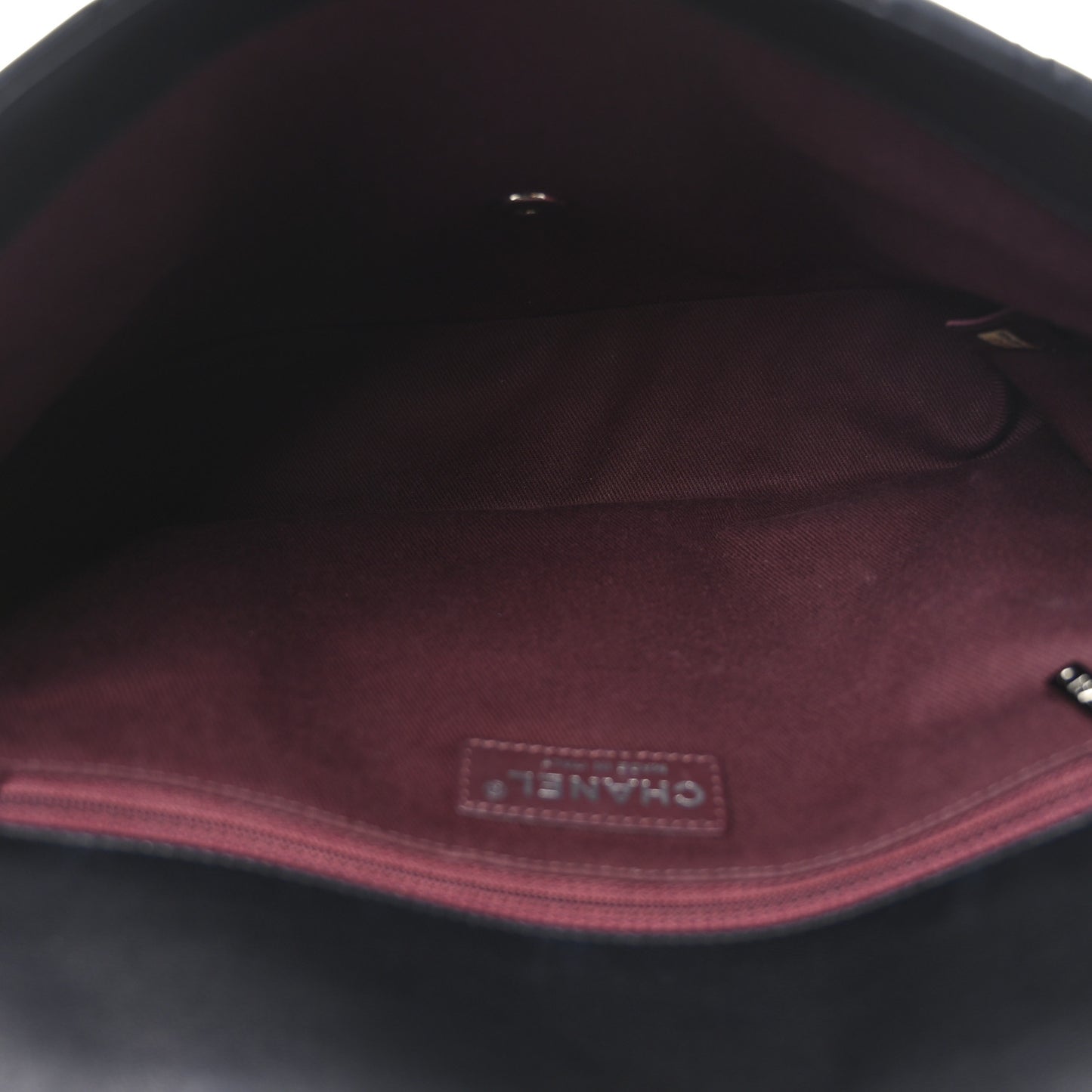 Lambskin Chevron Quilted Double Stitch Jumbo Double Flap Black