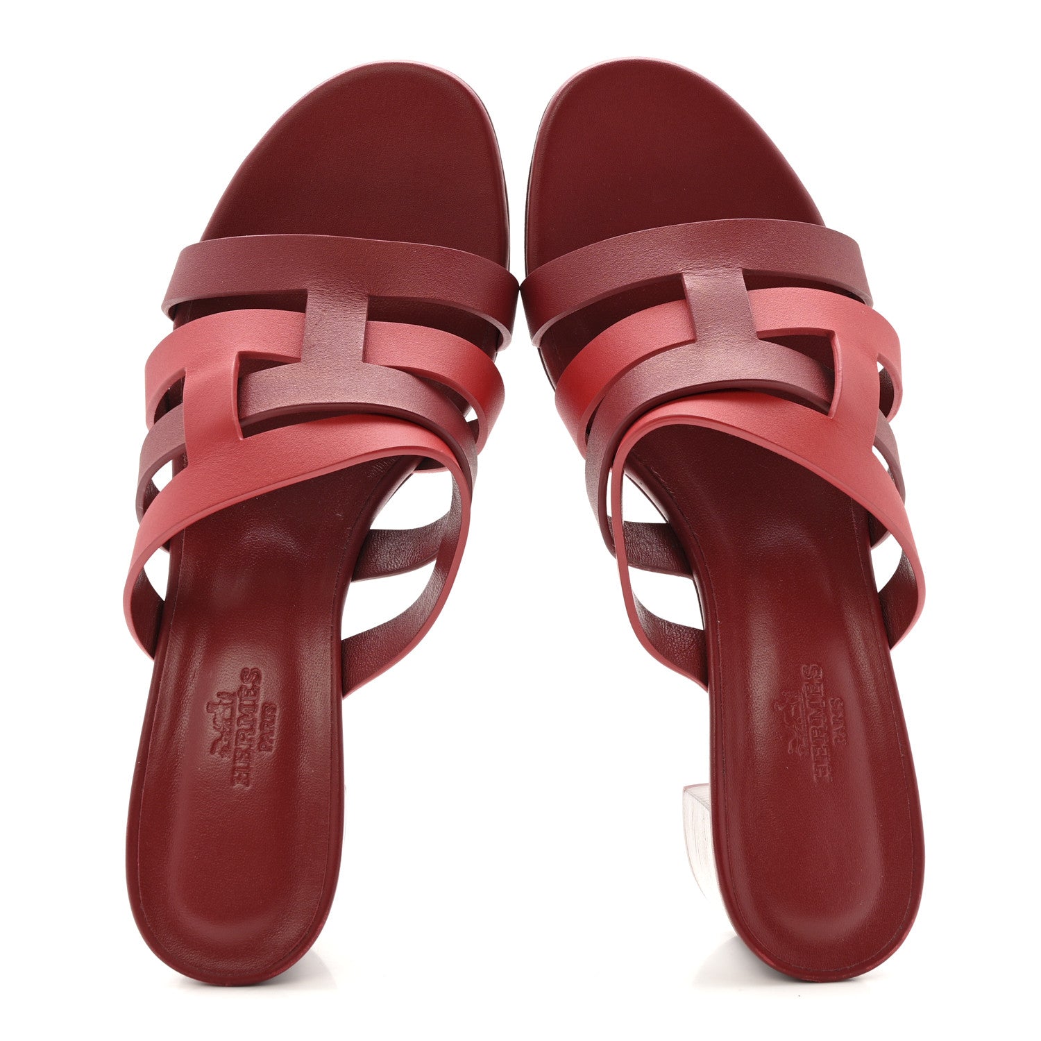 Hermes Calfskin Amica Sandals 38 Rouge Grenat Orange Solaire 2 of 9