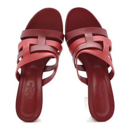 Hermes Calfskin Amica Sandals 38 Rouge Grenat Orange Solaire 2 of 9