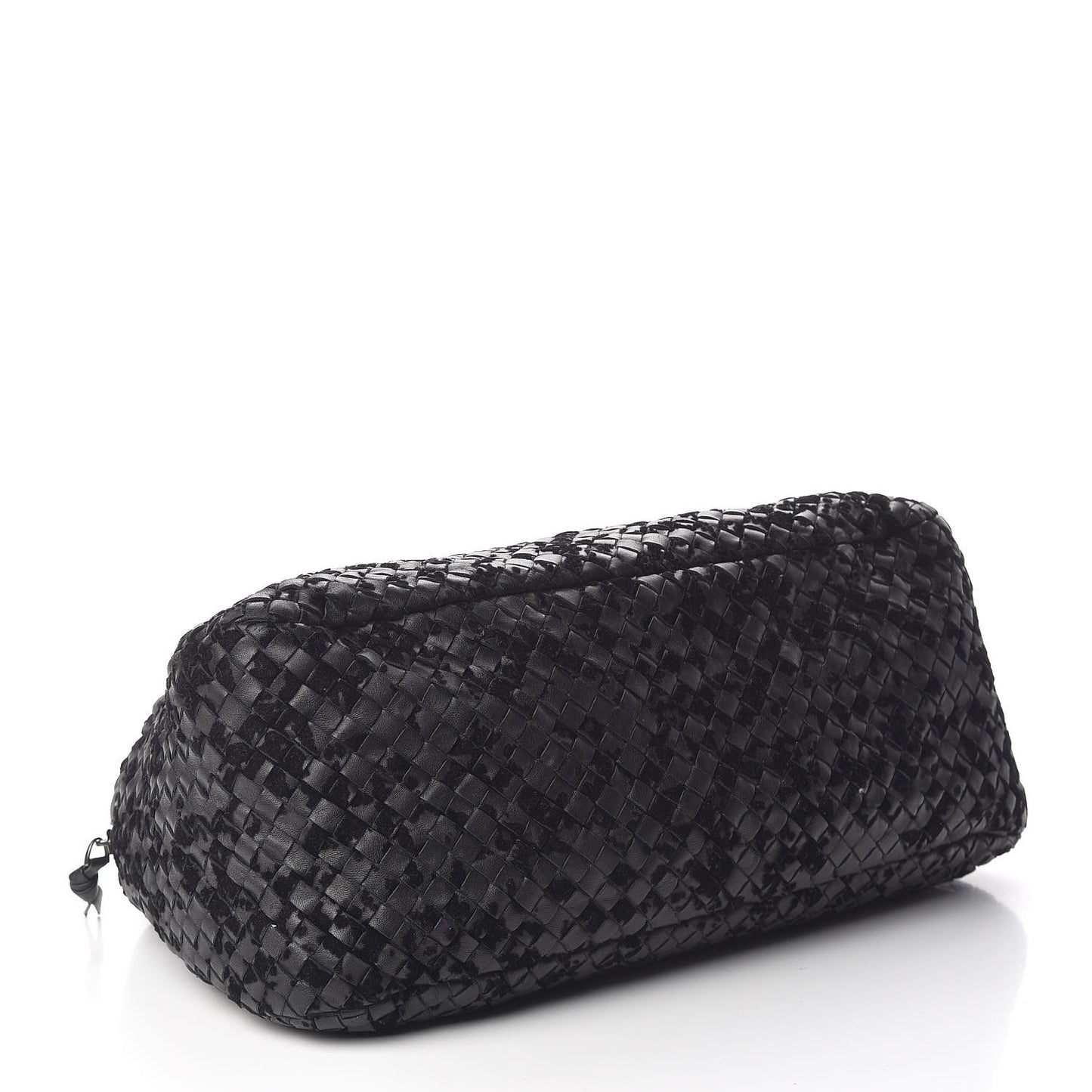 Nappa Intrecciato Velvet Embellished Top Handle Bag Black