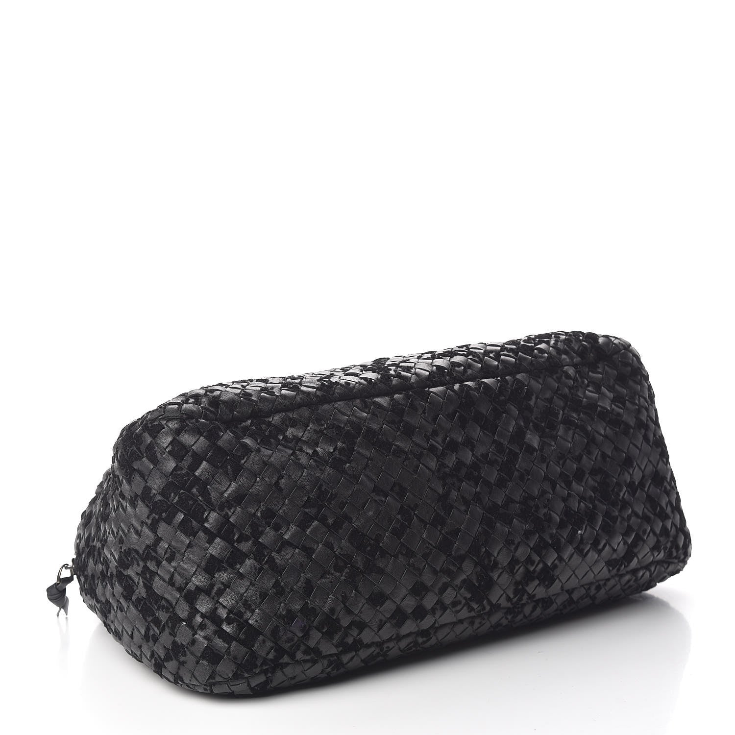 Bottega Veneta Nappa Intrecciato Velvet Embellished Top Handle Bag Black 4 of 13