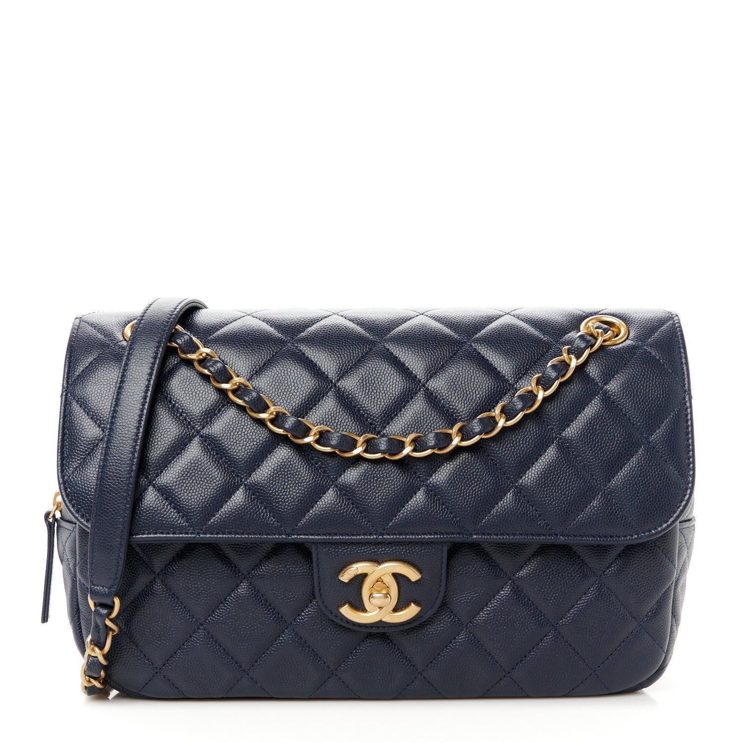 Chanel Caviar Quilted Medium Single Flap Navy 1 of 12