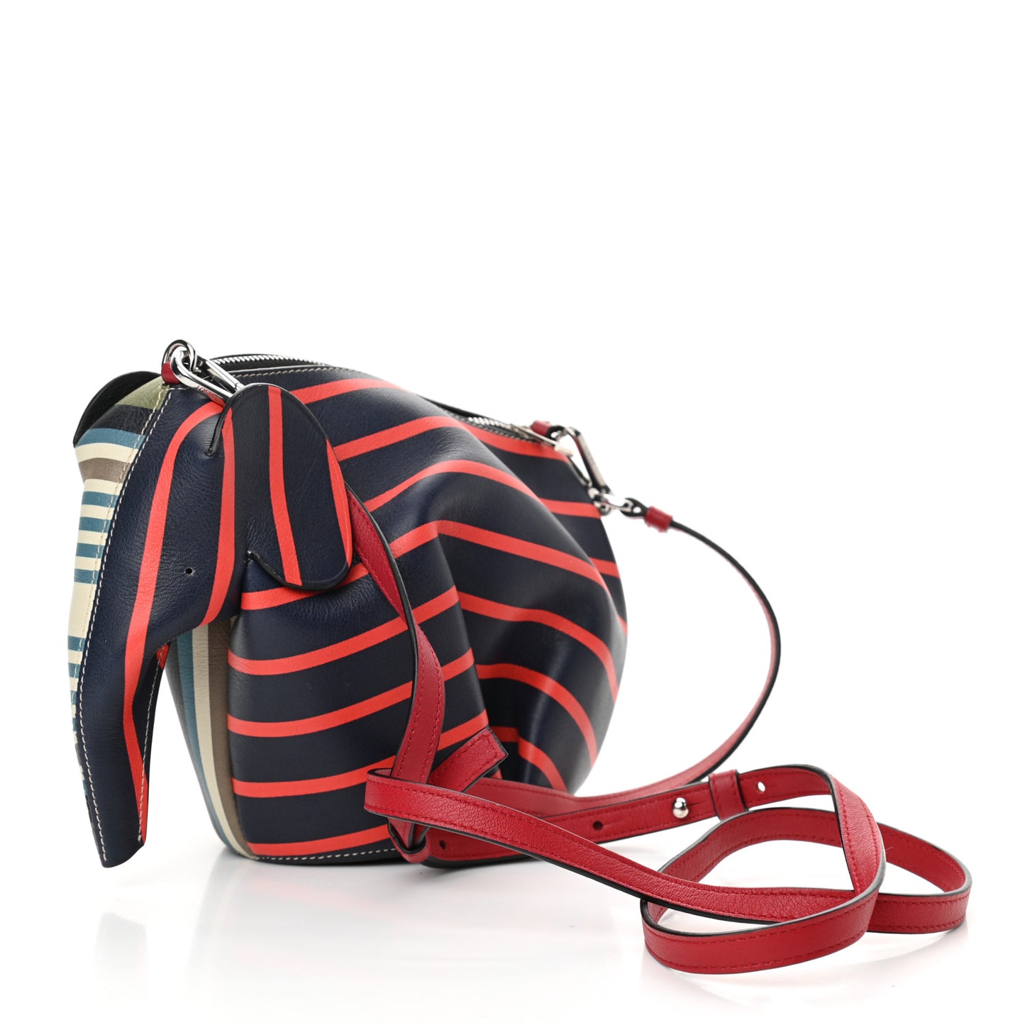 Calfskin Mini Stripe Elephant Crossbody Bag Multicolor