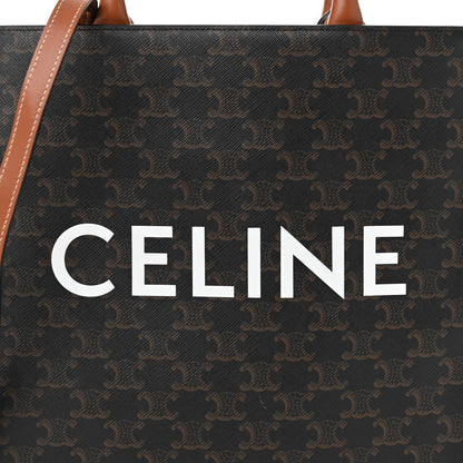 Celine Triomphe Canvas Calfskin Small Vertical Cabas Tan 8 of 11
