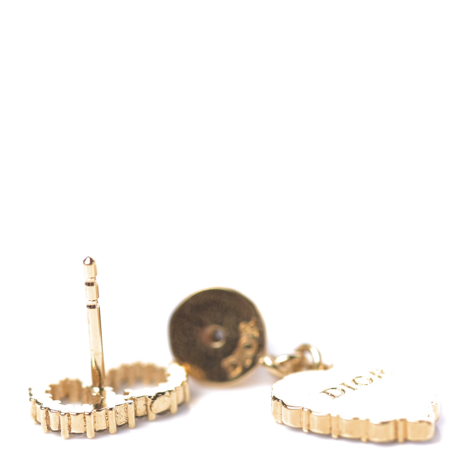 Christian Dior Crystal CD Heart Earrings Gold 2 of 3