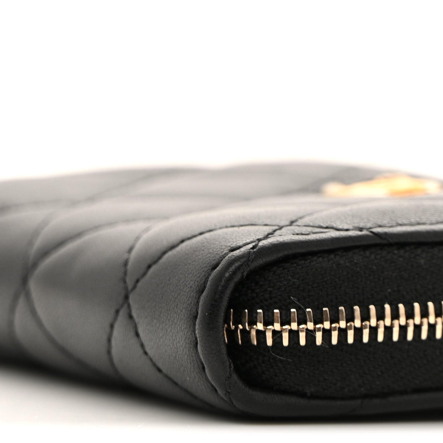 Chanel Lambskin Quilted CC Pearl Crush Zip Card Holder On Chain Black 9 of 10