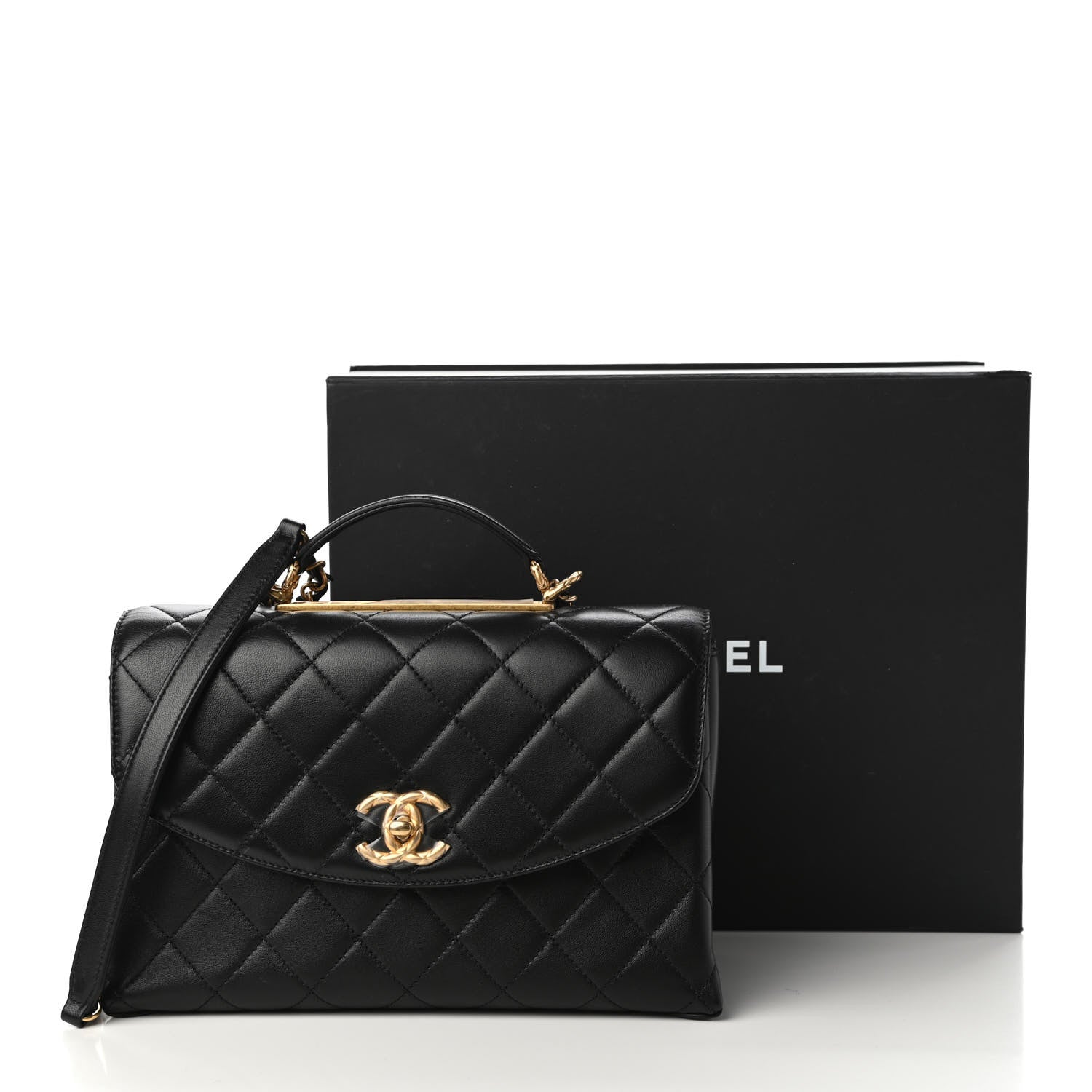 Chanel Lambskin Quilted Large Trendy Spirit Top Handle Bag Black 11 of 11