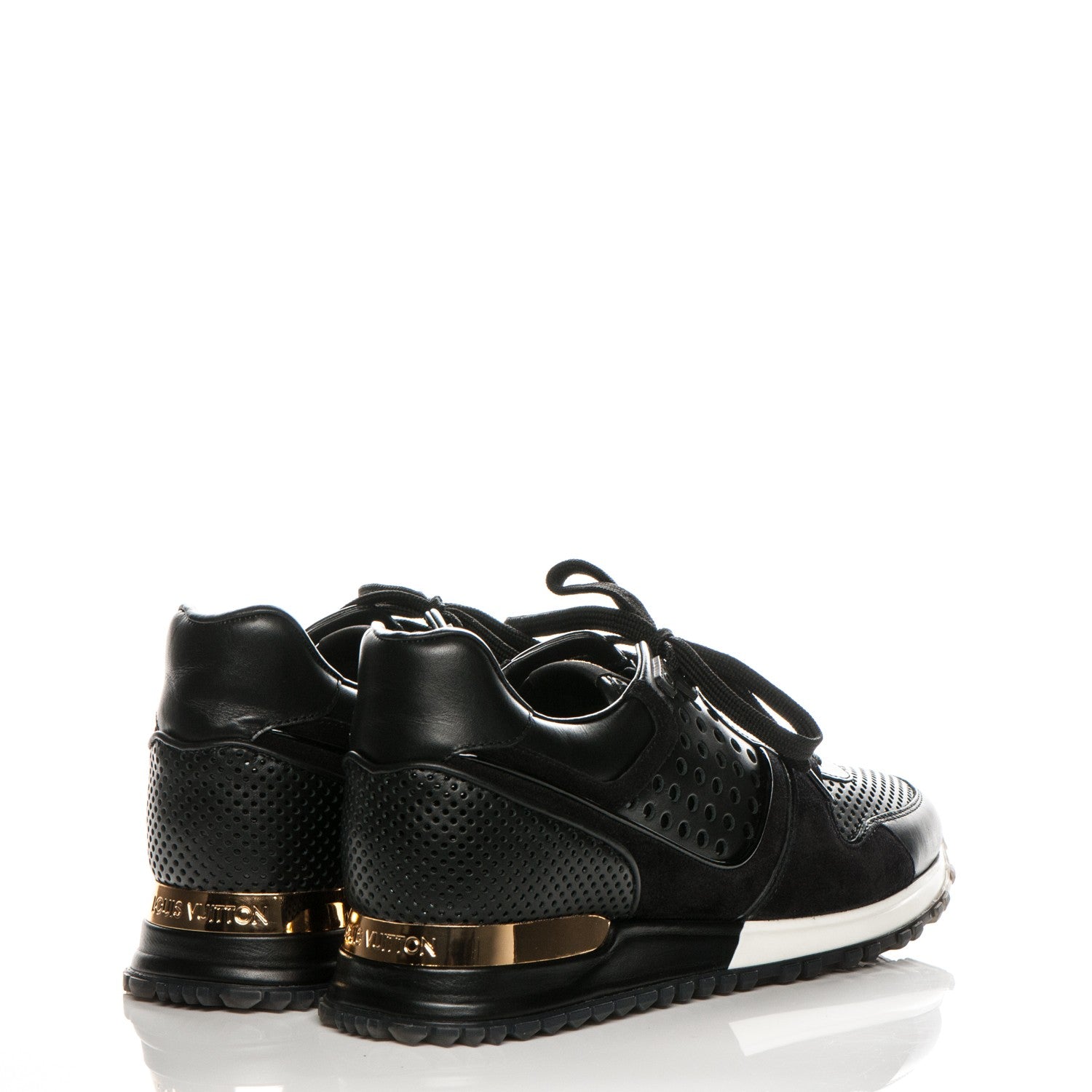 Louis Vuitton Nubuck Calfskin Perforated Run Away Sneakers 38 Black 4 of 6