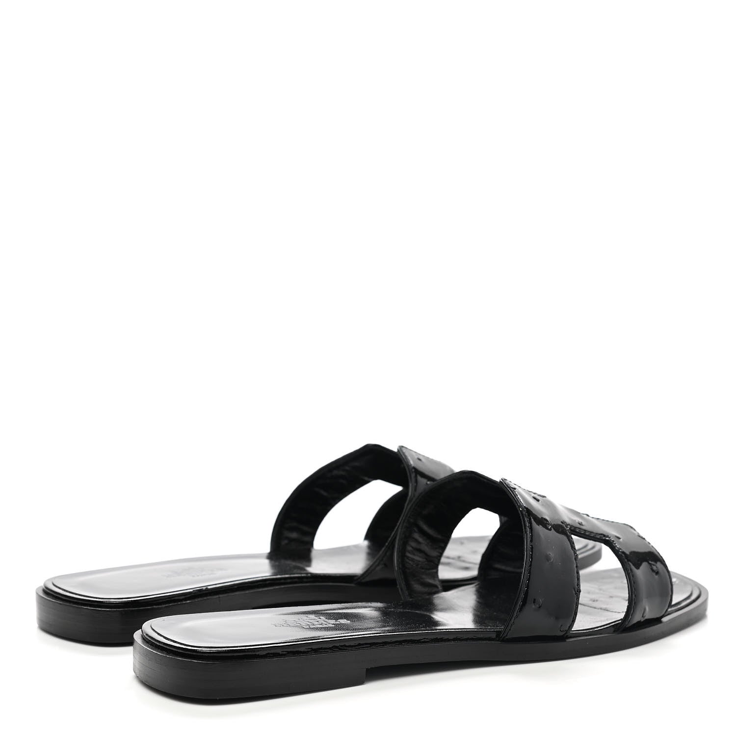 Hermes Ostrich Oran Sandals 38.5 Black 4 of 10