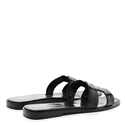 Hermes Ostrich Oran Sandals 38.5 Black 4 of 10