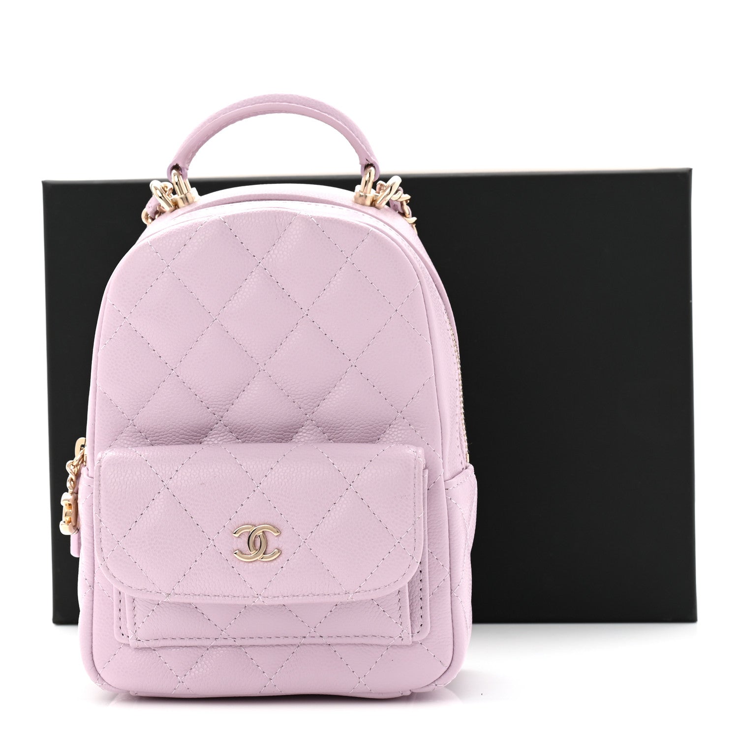 Chanel Caviar Quilted CC Mini Classic Backpack Light Purple 11 of 11