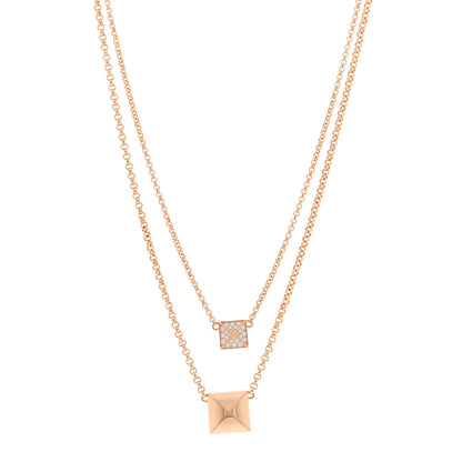Hermes 18K Rose Gold Diamond Clou d'H Double Pendant Necklace 1 of 5