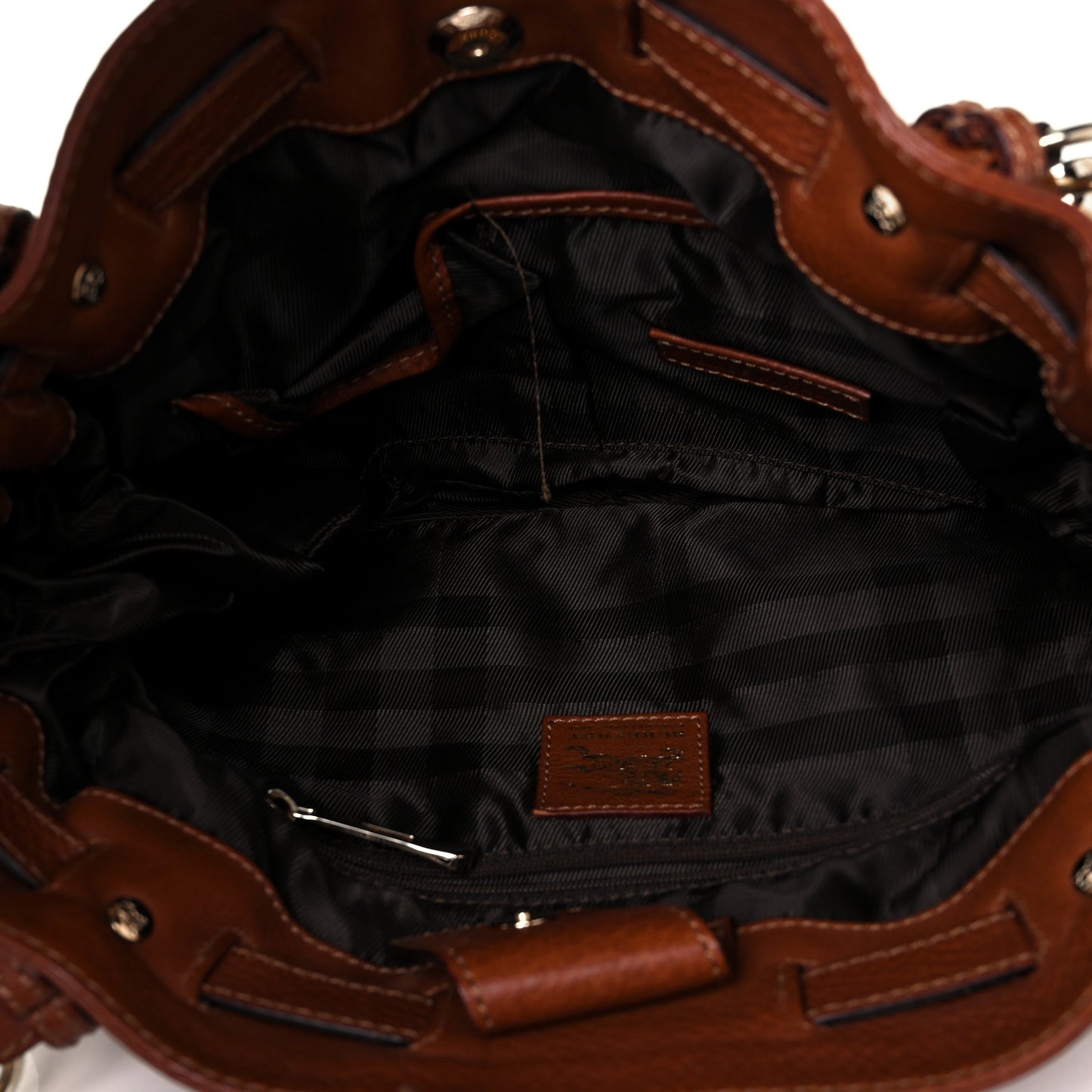 Canvas House Check Woven Tote Dark Tan