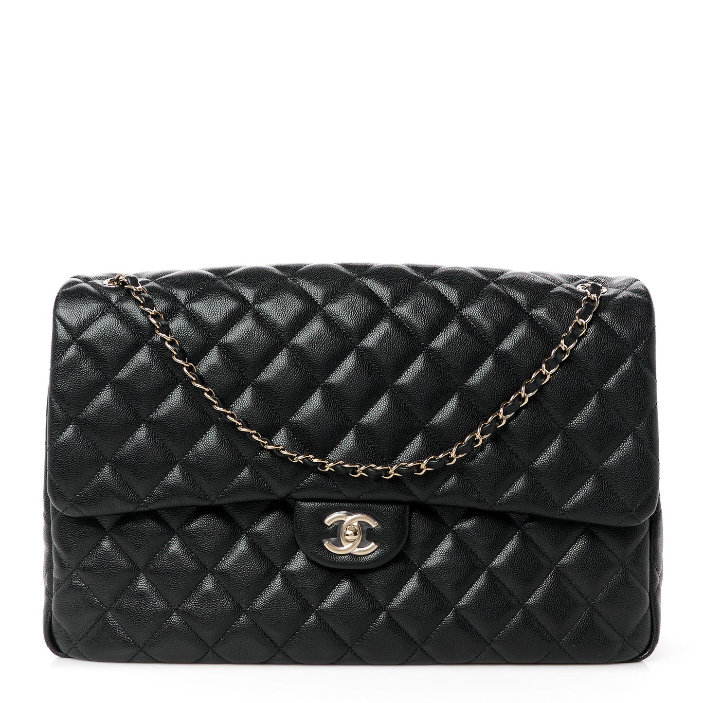 Caviar Quilted XXL Travel Flap Bag Black