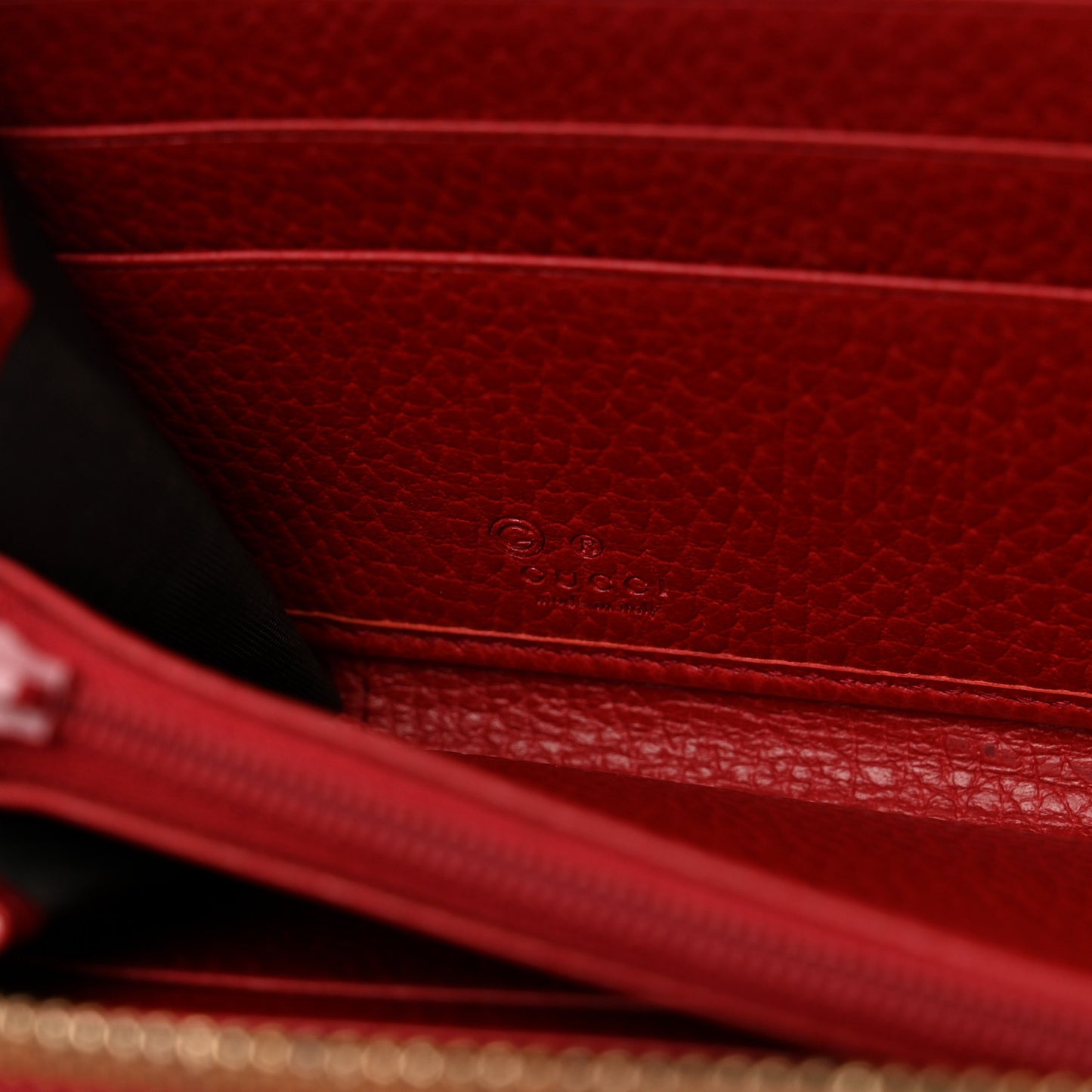 Dollar Calfskin Large Betty Zip Around Wallet Red