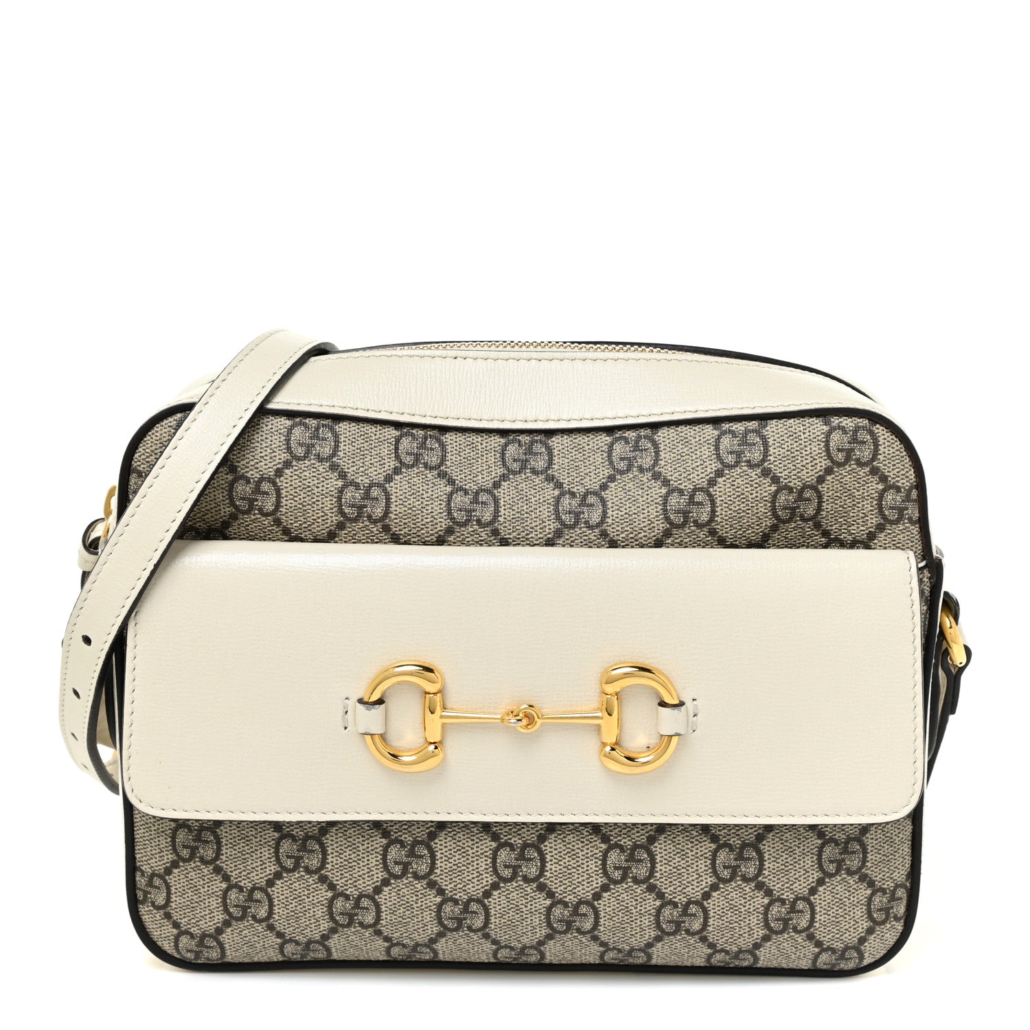 Gucci GG Supreme Monogram Small Horsebit 1955 Shoulder Bag Beige Mystic White 1 of 15