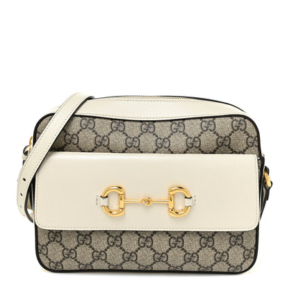 Gucci GG Supreme Monogram Small Horsebit 1955 Shoulder Bag Beige Mystic White 1 of 15