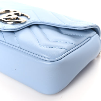 Gucci Calfskin Matelasse Super Mini GG Marmont Shoulder Bag Porcelain Light Blue 9 of 9