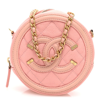Chanel Caviar Quilted Round Filigree Crossbody Pink 1 of 10