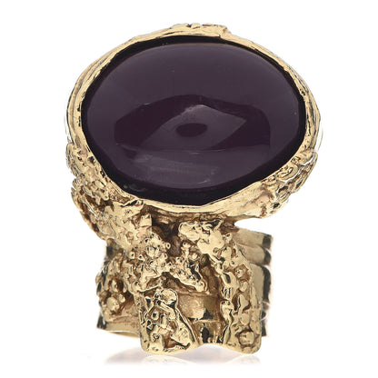 Saint Laurent Glass Cabochon Arty Ovale Ring 7 Plum 1 of 4