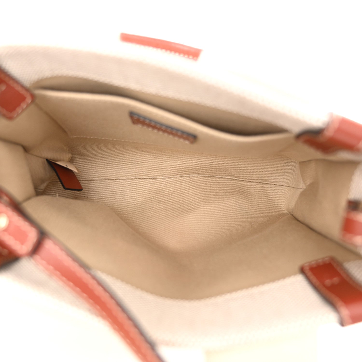 Chloe Cotton Calfskin Small Woody Ribbon Tote With Strap White Brown 5 of 10