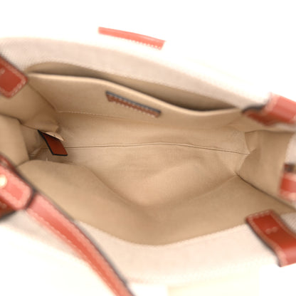 Chloe Cotton Calfskin Small Woody Ribbon Tote With Strap White Brown 5 of 10