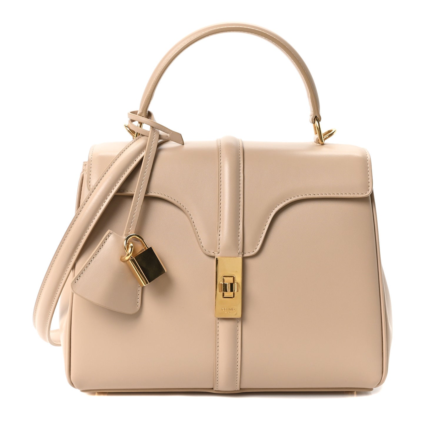 Satinated Calfskin Small 16 Top Handle Bag Nude