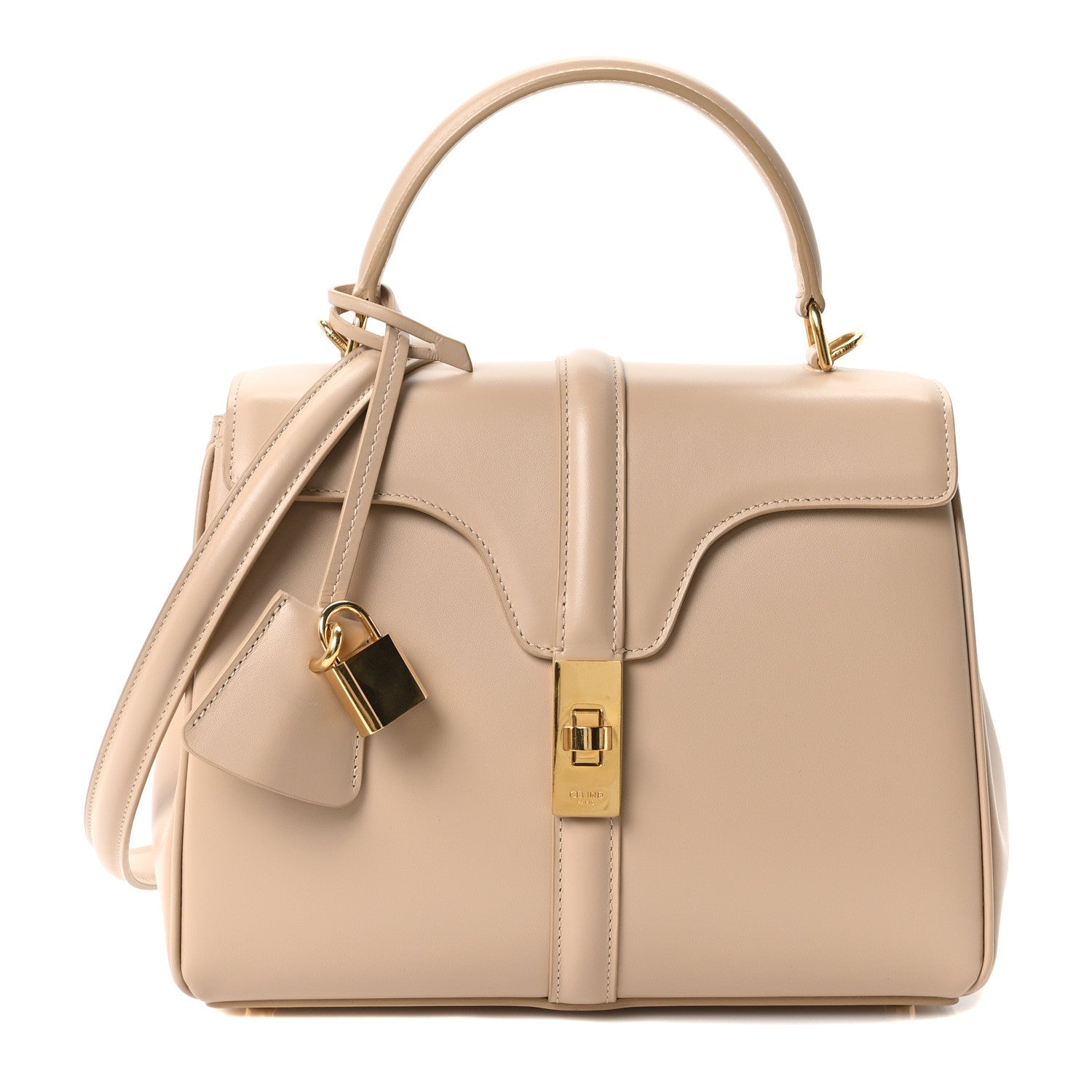 Celine Satinated Calfskin Small 16 Top Handle Bag Nude 1 of 12