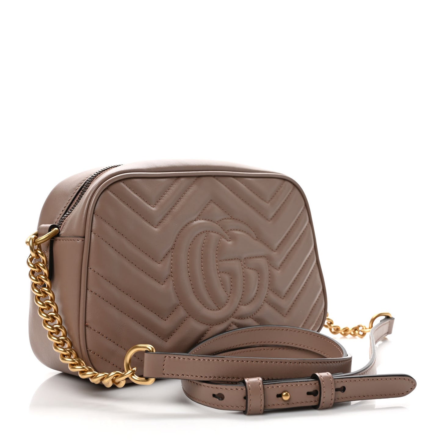 Calfskin Matelasse Small GG Marmont Chain Shoulder Bag Porcelain Rose