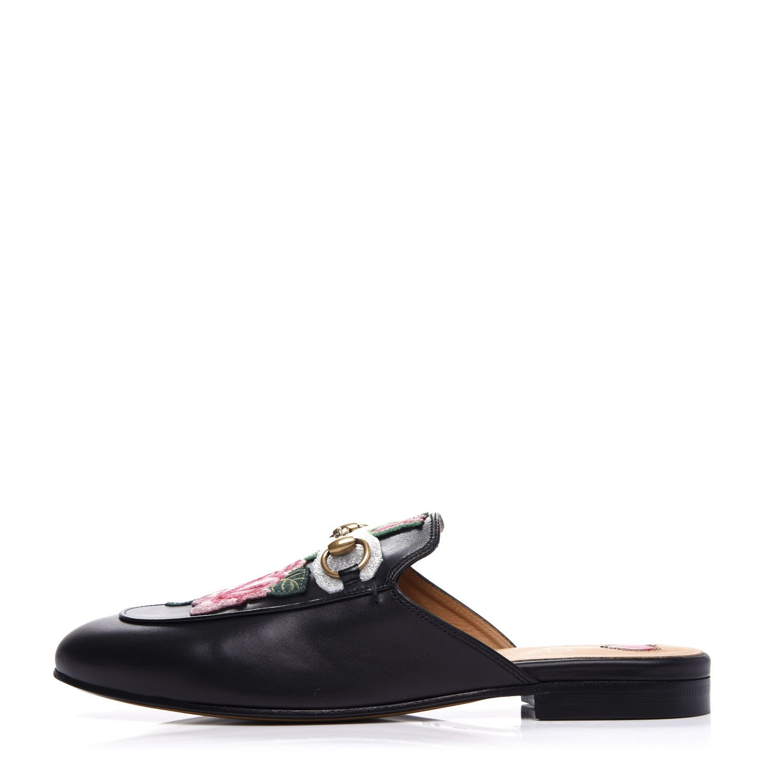 Gucci Calfskin Flower Embroidered Princetown Slippers 37 Black 1 of 11