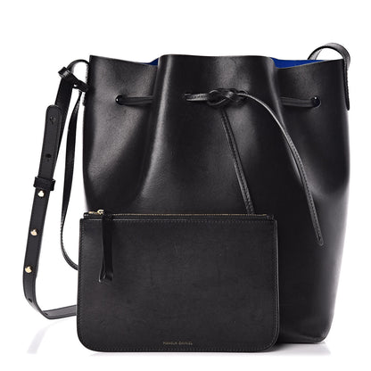 Mansur Gavriel Vegetable Tanned Calfskin Bucket Bag Black Royal 1 of 17