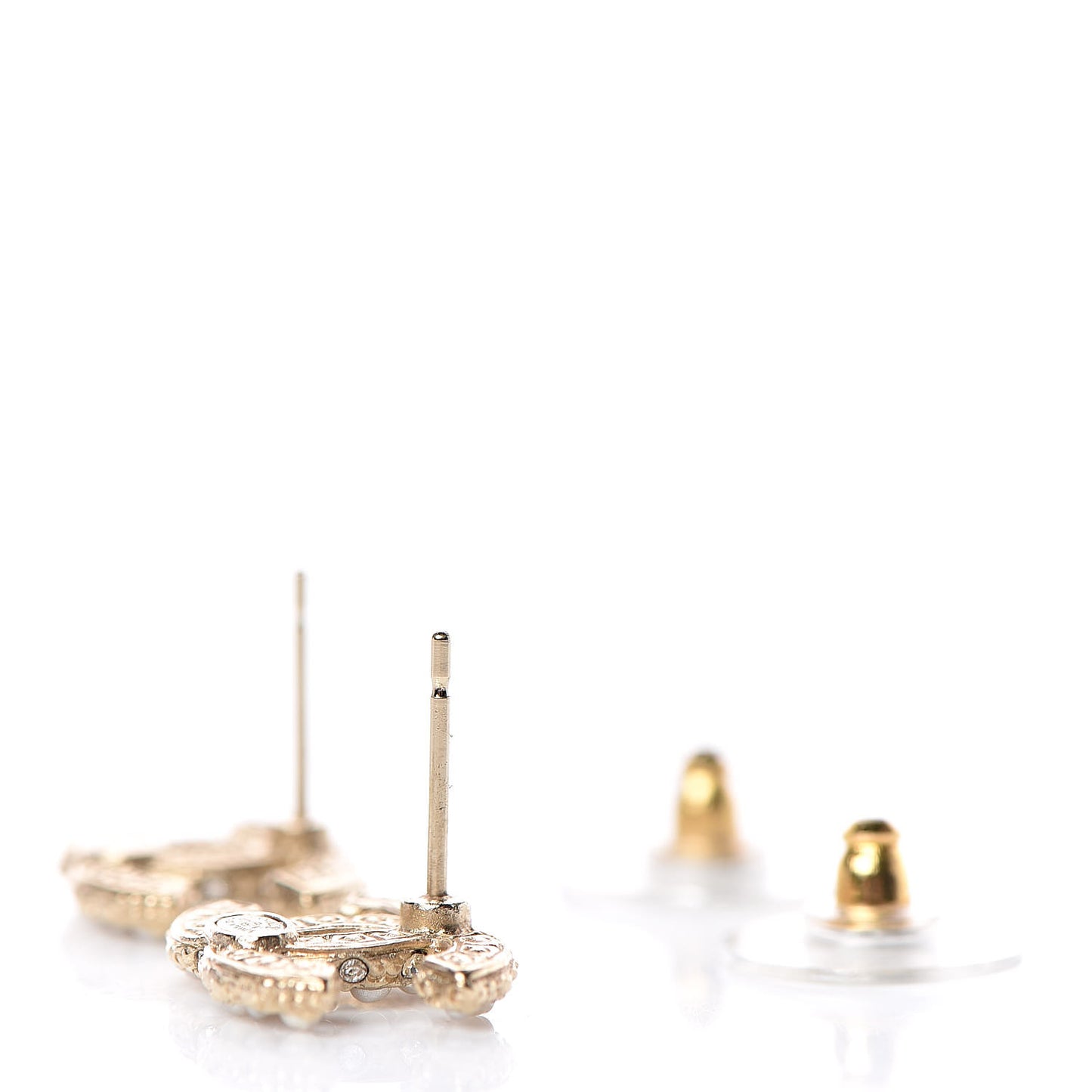 Pearl Crystal CC Earrings Light Gold