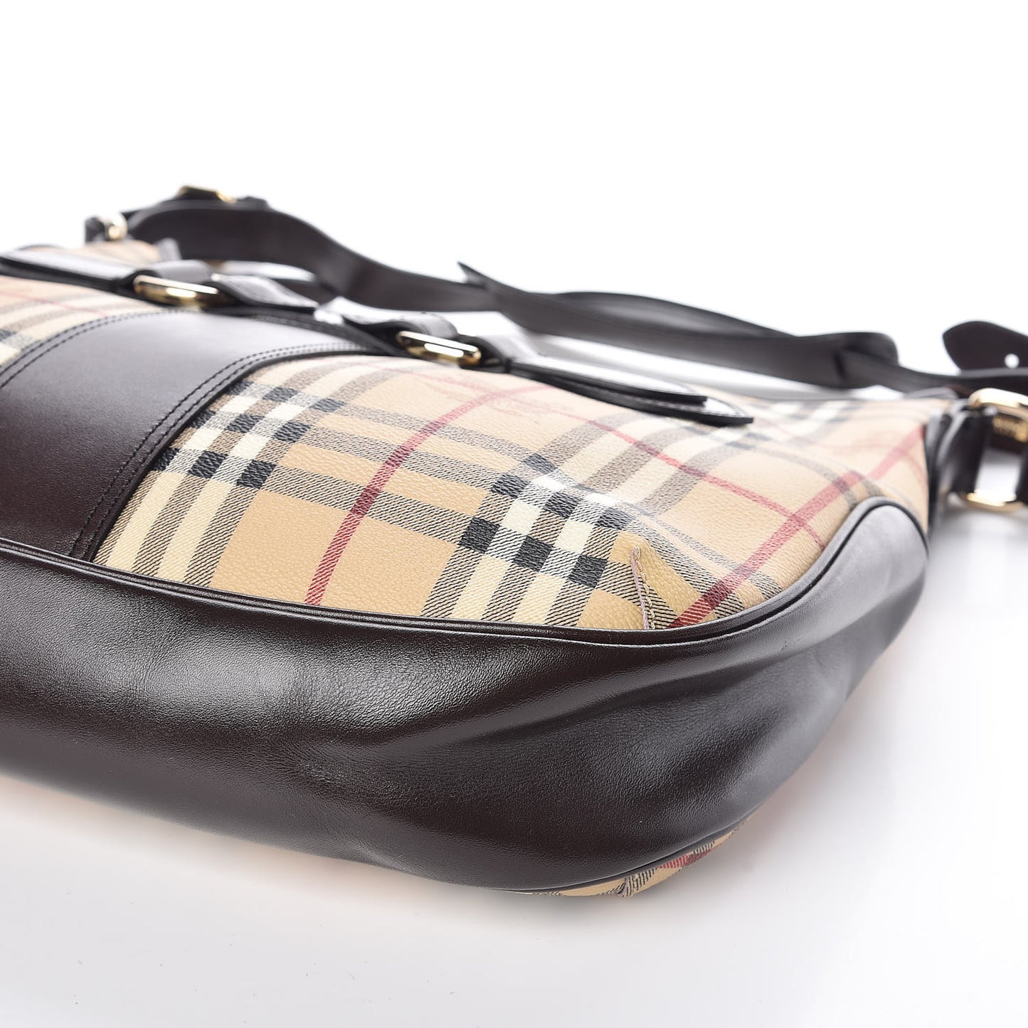 Haymarket Check Buckle Shoulder Bag Dark Brown