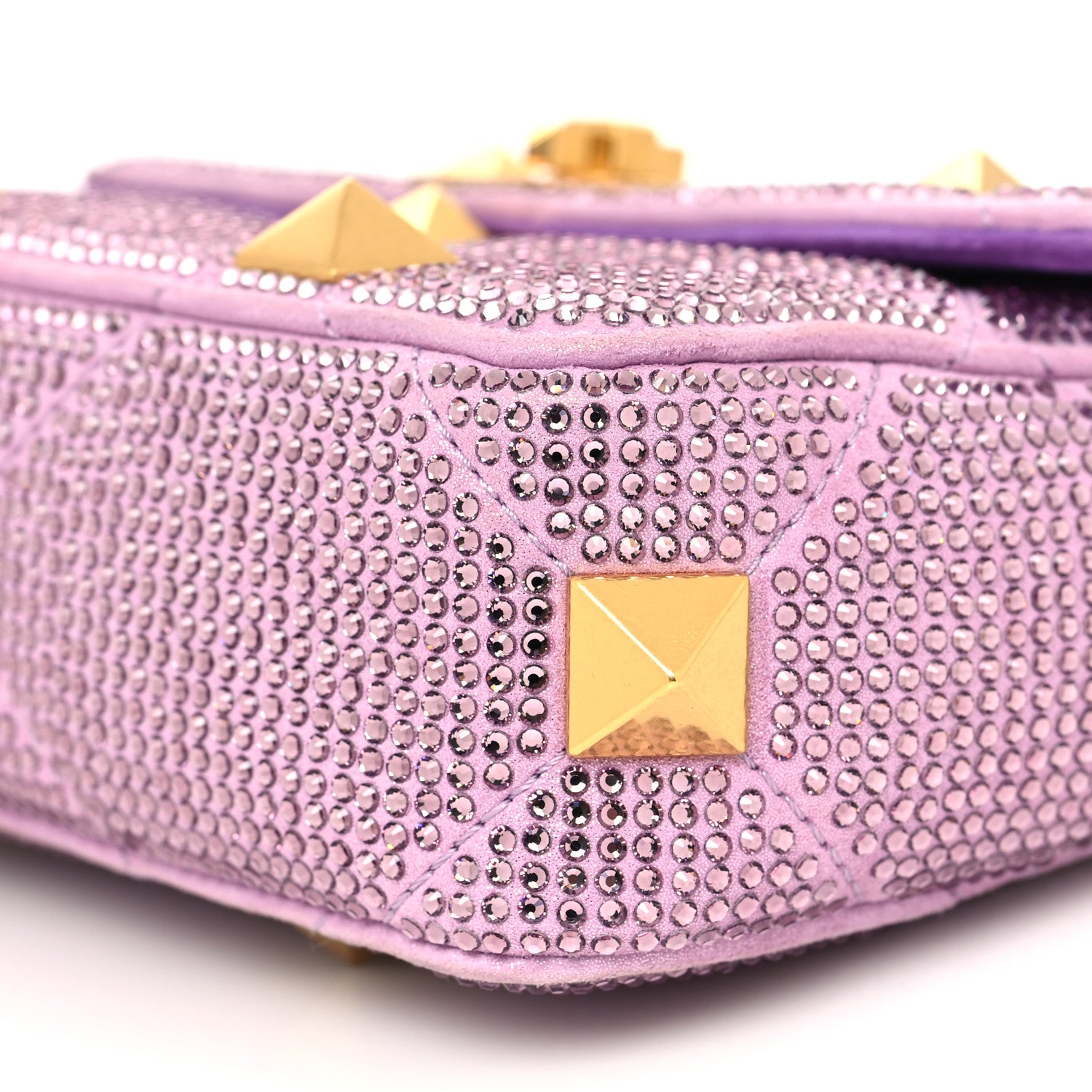 Valentino Garavani Crystal Suede Small Roman Stud Shoulder Bag Light Amethyst Glicine 9 of 9