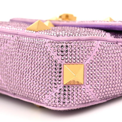 Valentino Garavani Crystal Suede Small Roman Stud Shoulder Bag Light Amethyst Glicine 9 of 9