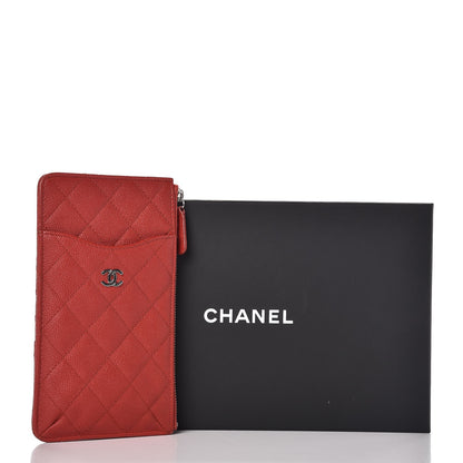 Chanel Caviar Quilted Classic Flat Wallet Pouch Red 11 of 11