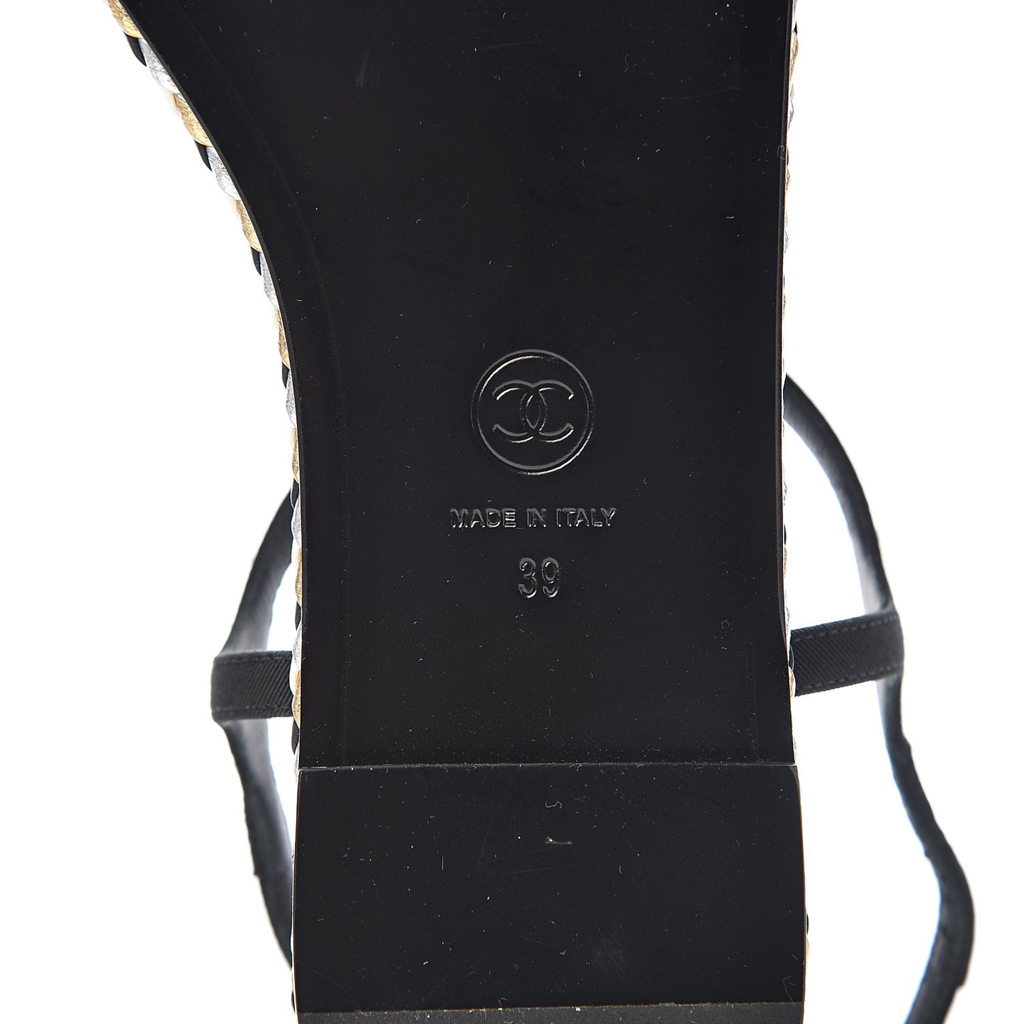 Grosgrain Chain Thong Sandals 39 Black