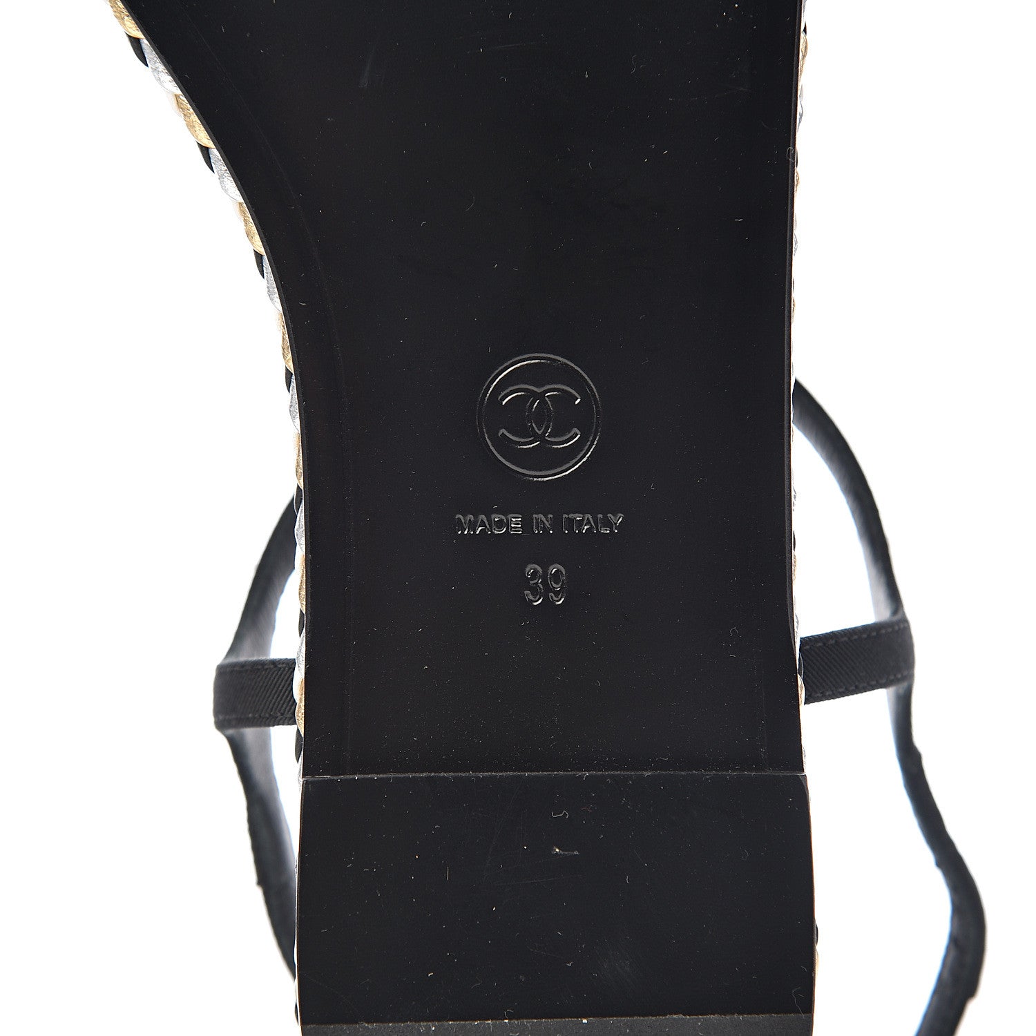 Chanel Grosgrain Chain Thong Sandals 39 Black 7 of 11