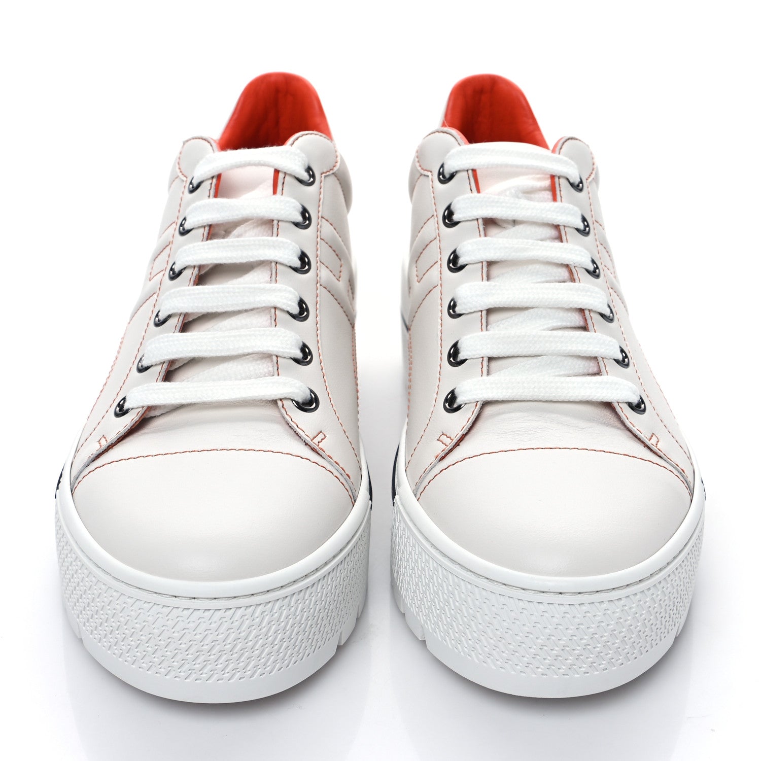 Hermes Calfskin Womens Voltage Sneakers 38.5 White Orange 3 of 8