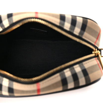 Burberry Calfskin Vintage Check Half Cube Crossbody Bag Black 4 of 8
